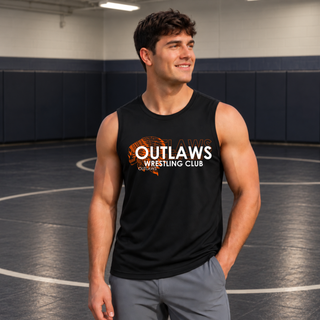 Ogden's Outlaws Wrestling Original Men's PosiCharge Competitor Tank, black, worn by model
