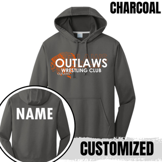Ogden's Outlaws Wrestling Original Performance Hoodie - Charcoal Personalized Back