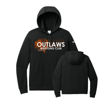Ogden's Outlaws Wrestling Original Women's Club Fleece Pullover Hoodie in Black, front and back