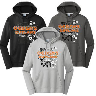 Ogden's Outlaws Wrestling Rustler Performance Hoodie in Black, Charcoal, and Silver