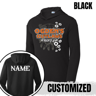 Ogden's Outlaws Wrestling Rustler PosiCharge Competitor Hoodie in Black, front and back with name customization