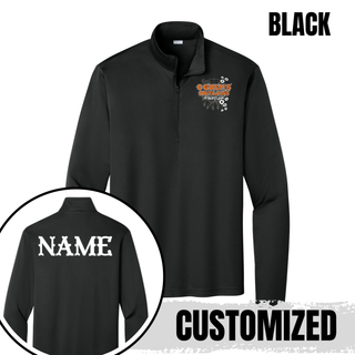 Ogden's Outlaws Wrestling Rustler PosiCharge Quarter-Zip - Black, back with name