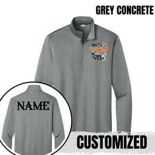 Ogden's Outlaws Wrestling Rustler PosiCharge Quarter-Zip - Grey Concrete, back with name