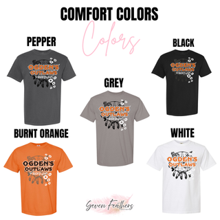 Ogden's Outlaws Wrestling Rustler Top Comfort Colors color options