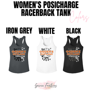 Ogden's Outlaws Wrestling Rustler Women's PosiCharge Racerback Tank color options - Iron Grey, White, Black