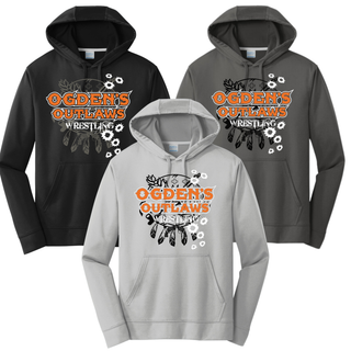 Ogden's Outlaws Wrestling State Placers 2026 Performance Hoodie in Black, Charcoal, and Silver