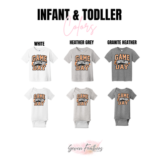 Onaga Buffaloes Game Day Pennant Top infant and toddler color options: White, Heather Grey, Granite Heather