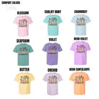 Comfort Colors Para Professional Tee in blossom chalky mint chambray seafoam violet neon violet butter orchid neon cantaloupe
