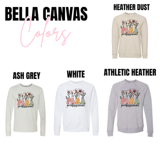 Bella Canvas Para Professional Top swatch heather dust crewneck ash grey white long sleeve and athletic heather crewneck

