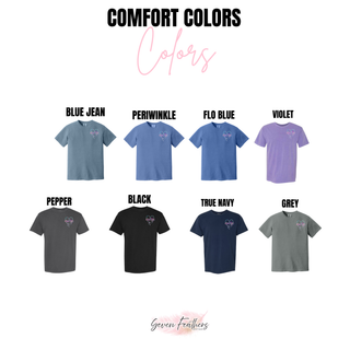 Pastel Nurse Stethoscope Heart Pocket Comfort Colors tee blue jean periwinkle flo blue violet pepper black true navy grey
