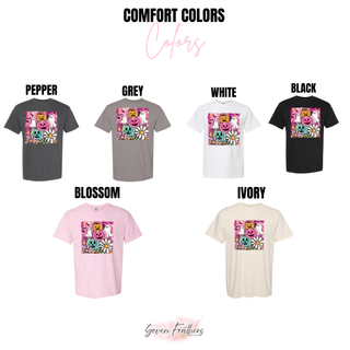 Pastel pumpkins ghosts and daisies design Comfort Colors color options