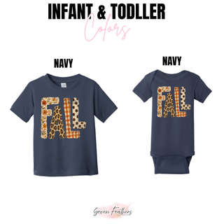 Patchwork fall infant and toddler tee and onesie in navy
