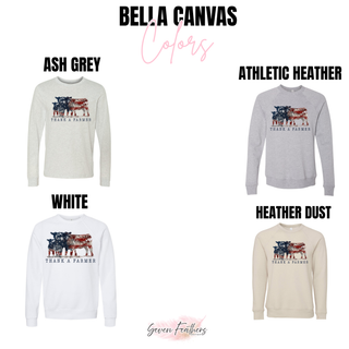 Patriotic cattle farmer Bella Canvas crewneck sweatshirt color options - Seven Feathers Boutique