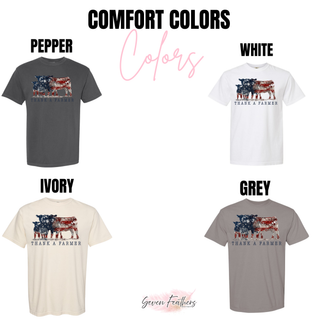 Patriotic cattle farmer Comfort Colors t-shirt color options - Seven Feathers Boutique