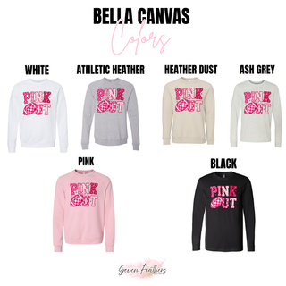 Pink out checkered football design Bella Canvas color options
