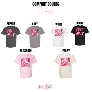Pink out checkered football design Comfort Colors color options