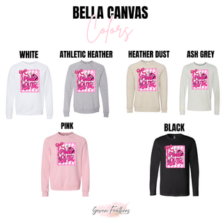 Pink out cheer football badge design Bella Canvas color options