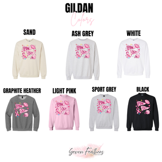 Pink Out Football Pennant Top Gildan color options