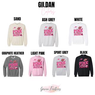 Pink Out Football Playbook Top Gildan color options
