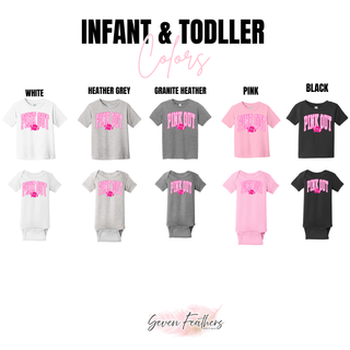 Pink out polka dot football design infant and toddler color options