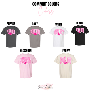 Pink out polka dot football design Comfort Colors color options