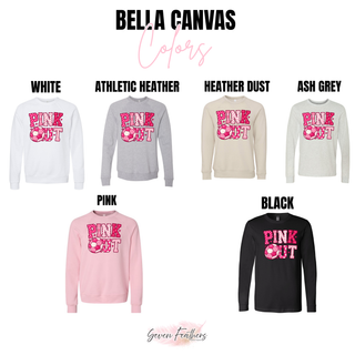 Bella Canvas color options for the Pink Out Soccer Top