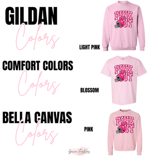 Pink Out Top color options by brand: Light Pink Gildan, Blossom Comfort Colors, Pink Bella Canvas