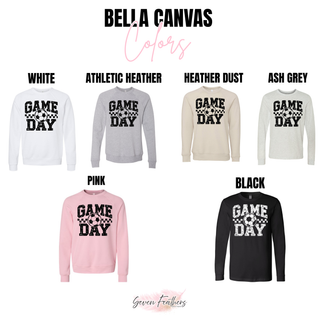 Bella Canvas color options for the Pink Soccer Game Day Checkered Top