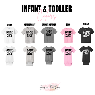 Infant and toddler color options for the Pink Soccer Game Day Checkered Top