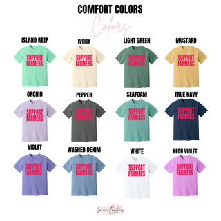 Pink support farmers top color options including island reef ivory light green mustard orchid pepper seafoam true navy violet washed denim white and neon violet