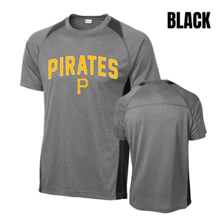 Pirates Baseball Arched Logo Colorblock Contender Top, grey heather with black accents