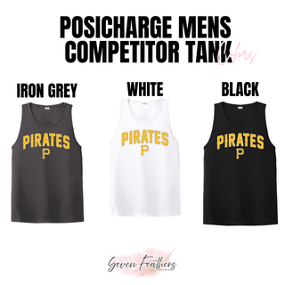 Pirates Baseball Arched Logo PosiCharge Competitor Tank in Iron Grey, White, and Black