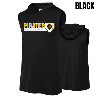 Pirates Baseball Block Logo Competitor Sleeveless Hoodie in Black
