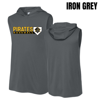 Pirates Baseball Block Logo Competitor Sleeveless Hoodie in Iron Grey