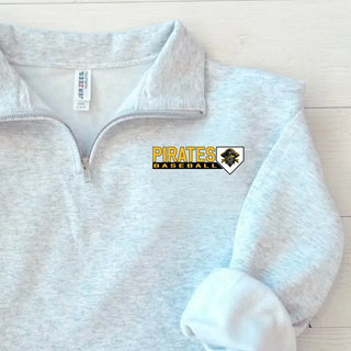 Pirates Baseball Block Logo NuBlend Fleece Quarter-Zip in Ash Grey