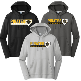 Pirates Baseball Block Logo Performance Hoodie in Black, Charcoal, and Silver