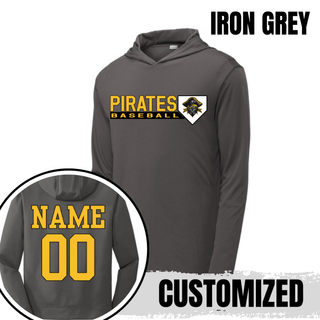 Pirates Baseball Block Logo PosiCharge Competitor Hoodie in Iron Grey with custom name and number