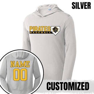 Pirates Baseball Block Logo PosiCharge Competitor Hoodie in Silver with custom name and number