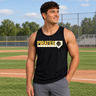 Pirates Baseball Block Logo PosiCharge Competitor Tank on model in Black