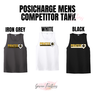 Pirates Baseball Block Logo PosiCharge Competitor Tank color chart in Iron Grey, White, and Black