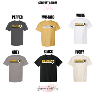 Pirates Baseball Block Logo Top Comfort Colors color options