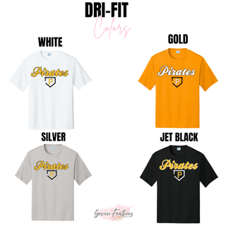 Pirates Baseball Classic Dri-Fit Performance Top color options - white, gold, silver, and jet black