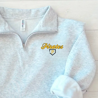Pirates Baseball Classic Fleece Quarter-Zip in Ash Grey