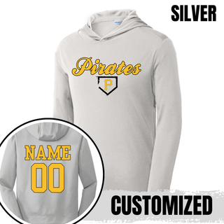 Pirates Baseball Classic PosiCharge Competitor Hoodie in Silver, with custom name and number on the back
