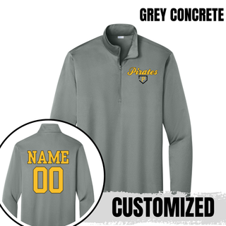 Pirates Baseball Classic PosiCharge Quarter-Zip in Grey Concrete, with custom name and number on the back