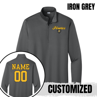 Pirates Baseball Classic PosiCharge Quarter-Zip in Iron Grey, with custom name and number on the back