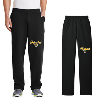 Pirates Baseball Classic Sweatpants with Pockets in Black, script Pirates wordmark with pocket P logo on the leg