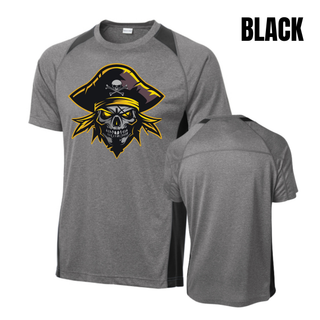 Grey heather Pirates Baseball Logo Colorblock Contender Top with black accents and Pirates skull logo on the chest, front and back