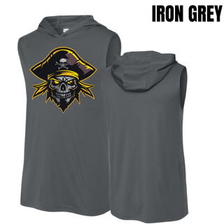 Iron Grey Pirates Baseball Logo Competitor Sleeveless Hoodie with Pirates skull logo on the chest