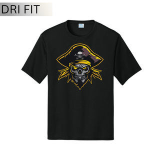 Black Dri-Fit performance top with the Pirates skull logo graphic on the chest